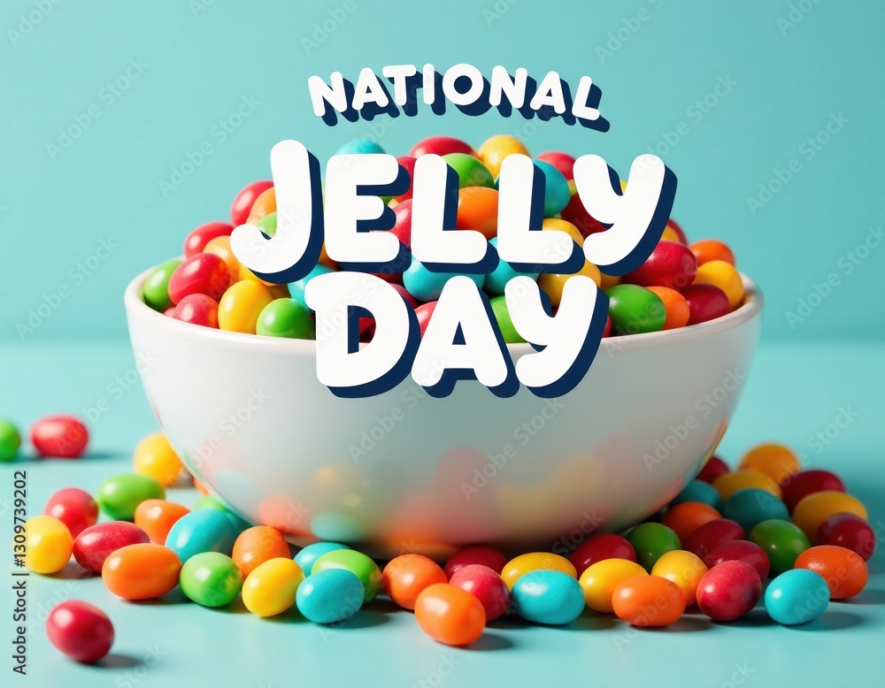 National Jelly Day Colorful Jelly Beans in Bowl