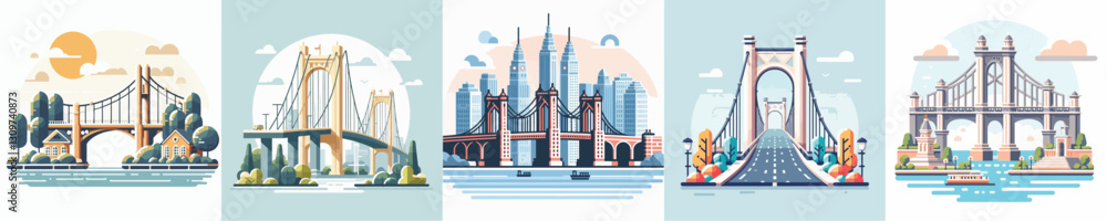 Fototapeta premium Bridge building vector