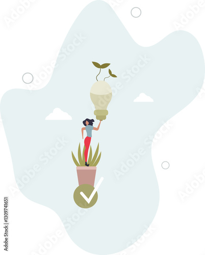 Environmental, Social, and Corporate Governance concept.young sprout and light bulb as a symbol of an idea.flat character life .