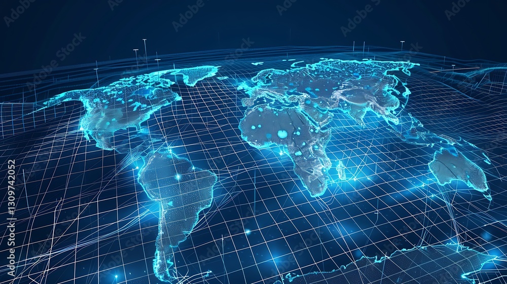 Obraz premium Global Network: A Digital World Map