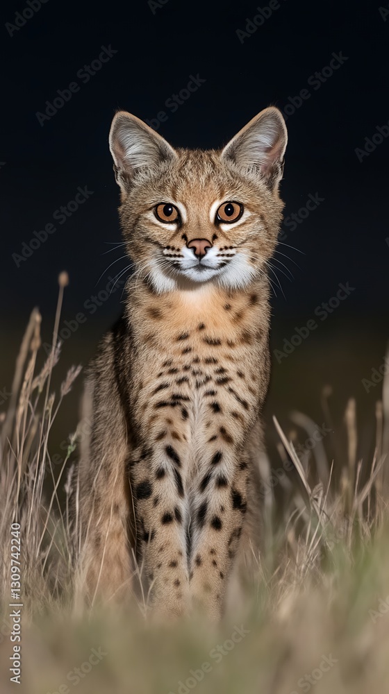 A reclusive pampas cat creeping through tall grass A reclusive pampas cat creeping through tall grass