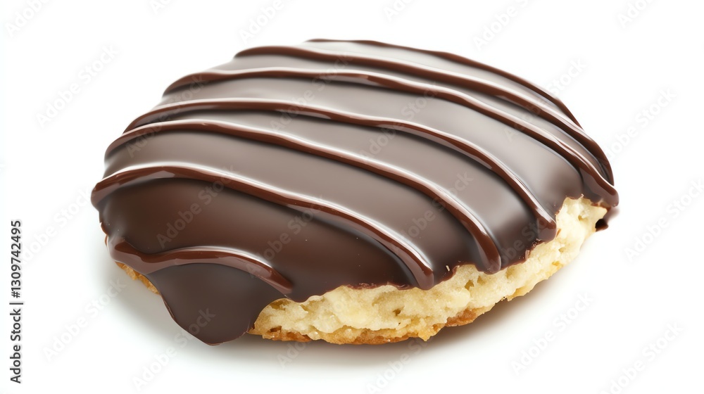 Delicious Chocolate Iced Cookie on White Background Perfect Treat Delicious Chocolate Iced Cookie on White Background Perfect Treat