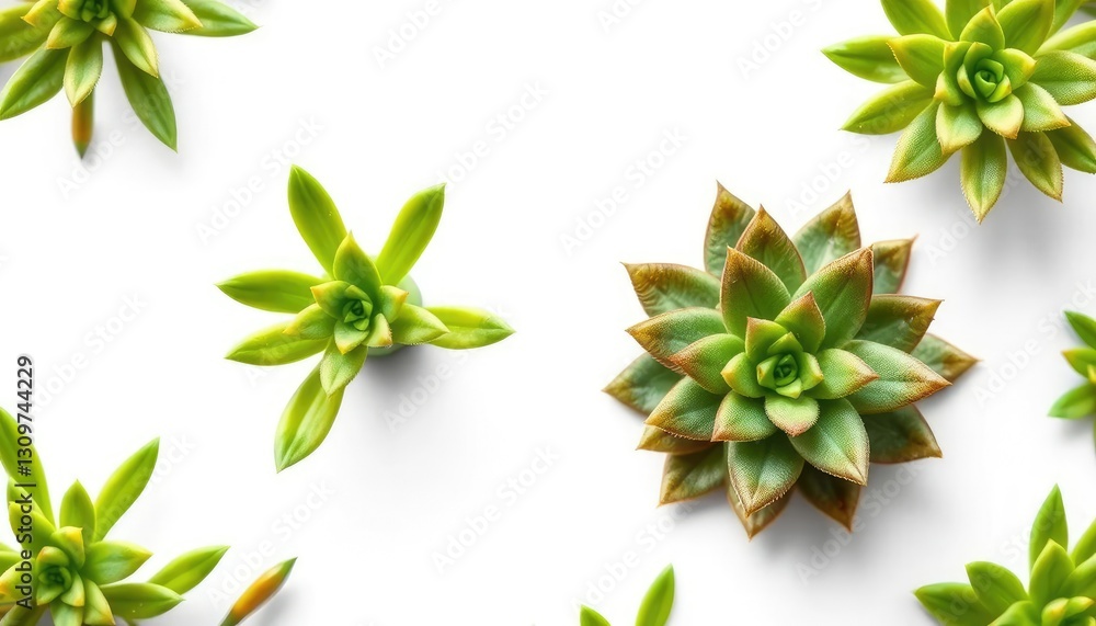 Naklejka premium Single succulent plant, vibrant green leaves, isolated on pure white, flora, royalty free