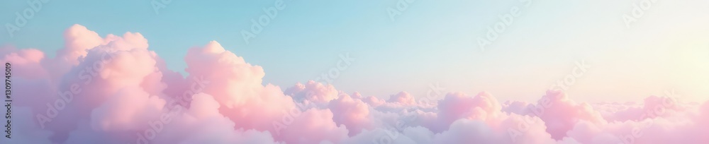 Fototapeta premium Pastel sky with wispy clouds drifting lazily across the horizon, soft pastels, soft colors