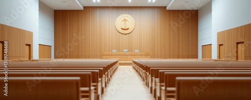 Modern Courtroom Interior with Wooden Design Elements