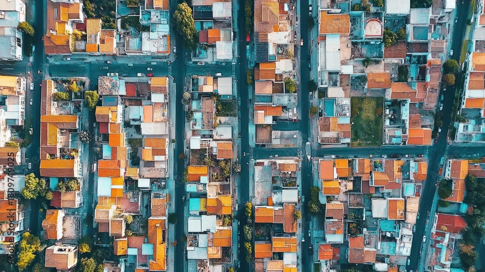 Aerial View of a Colorful Mediterranean Town Aerial View of a Colorful Mediterranean Town
