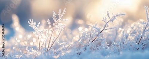 Frosty Morning Light on Delicate Frozen Grass