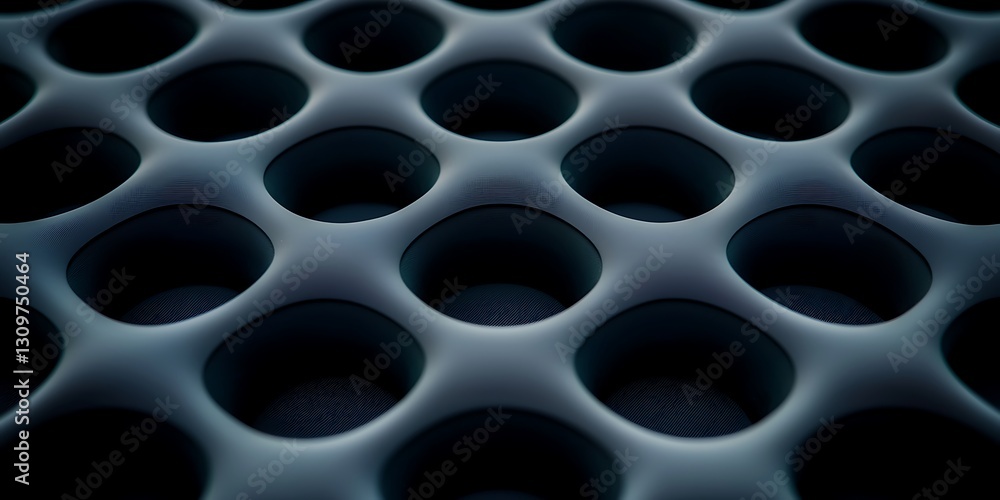 Close-up view of a textured surface featuring circular holes, showcasing modern design elements Close-up view of a textured surface featuring circular holes, showcasing modern design elements