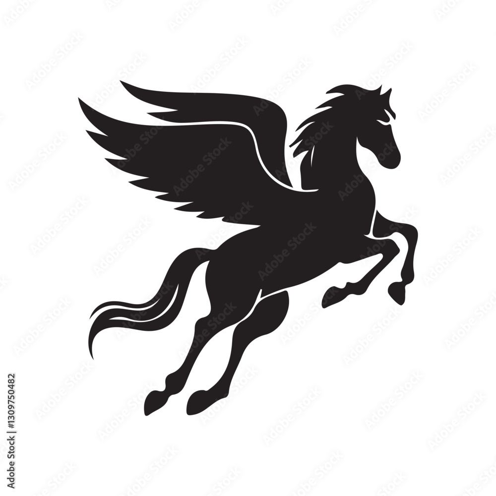 Pegasus Icon Black and white vector silhouettes set of horse flying Pegasus flying horse silhouette Pegasus Icon Black and white vector silhouettes set of horse flying Pegasus flying horse silhouette