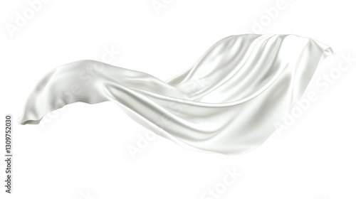 A white sheet of fabric is blowing in the wind