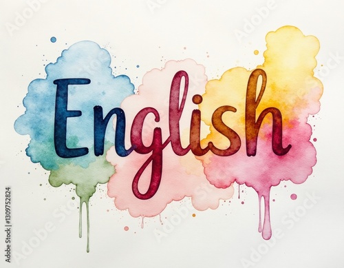 Obraz na płótnie Watercolor English Language Art w salonie