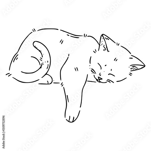 sleeping cat sketch illustration