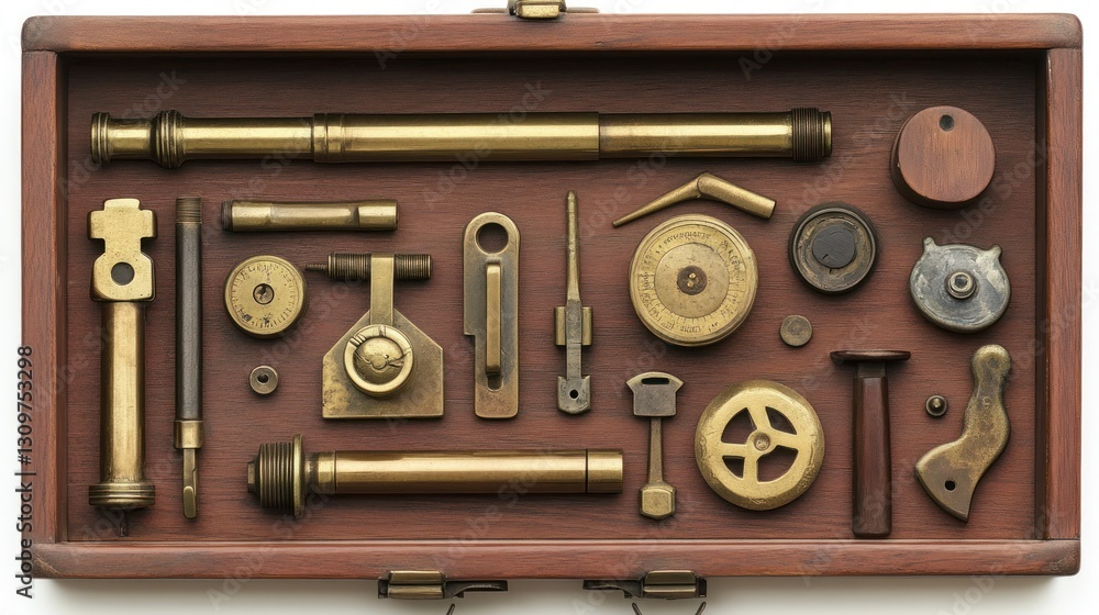 Brass Instruments in Wooden Box Brass Instruments in Wooden Box