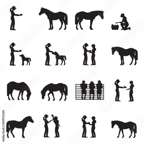 A silhouette of a rider on a horse execute the walk. Horse Silhouettes (Vector Drawing) A silhouette of a rider on a horse execute the piaffe.