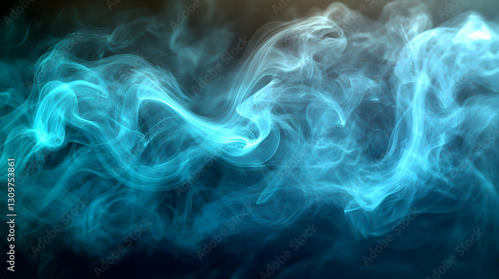 Fototapeta premium Abstract swirling smoky teal clouds