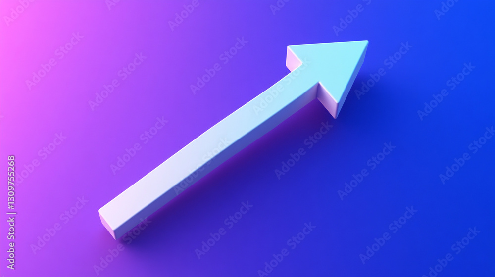 White arrow pointing up on_a purple background. White arrow pointing up on_a purple background.
