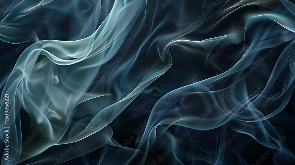 Fototapeta premium Abstract Teal Smoke Swirls: A Study in Serene Movement