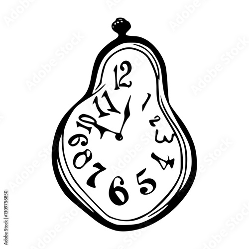 melting clock line art vector
