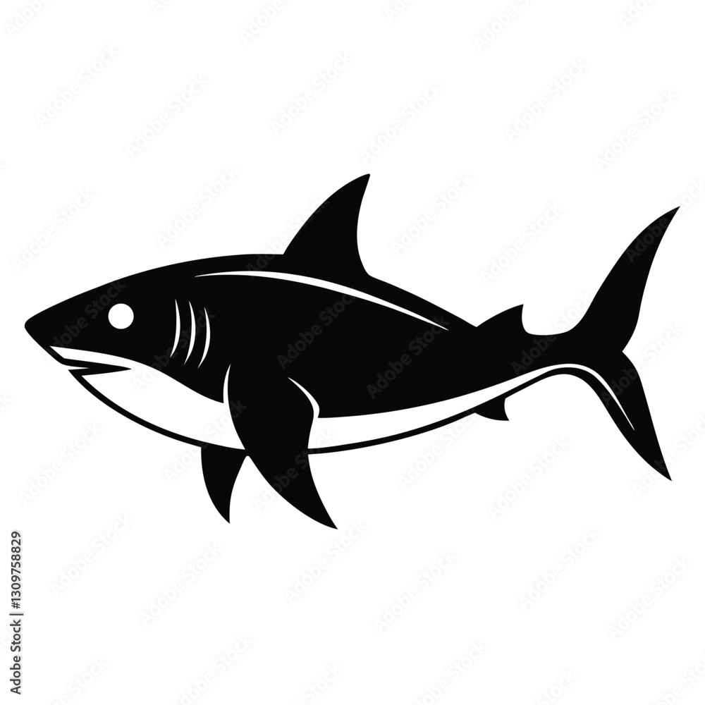 Stylized shark silhouette icon for logo design and branding Stylized shark silhouette icon for logo design and branding