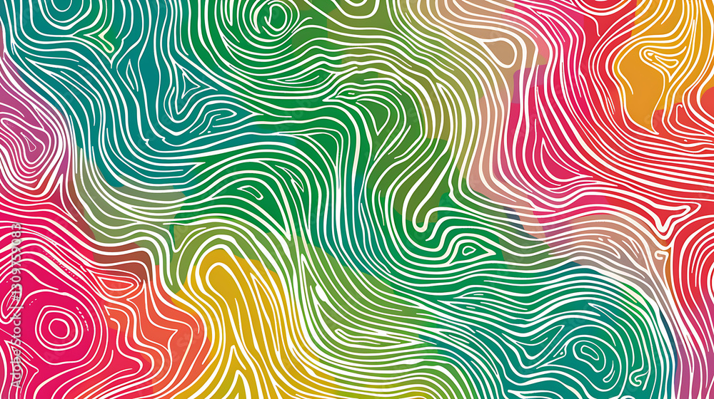 Fototapeta premium Colorful Abstract Line Art with Swirling Patterns and Gradient Background