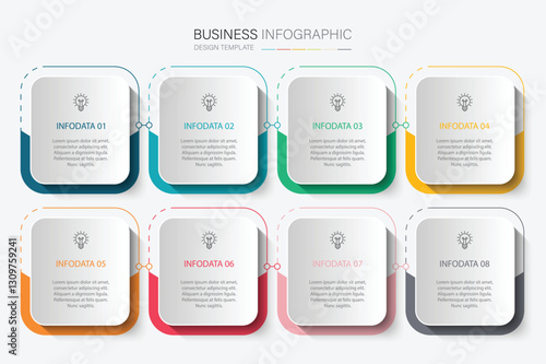 infographic vector illustration with 3, 8, 5, 6 steps, infographic template design. Can be used for process diagrams, presentations, workflows.