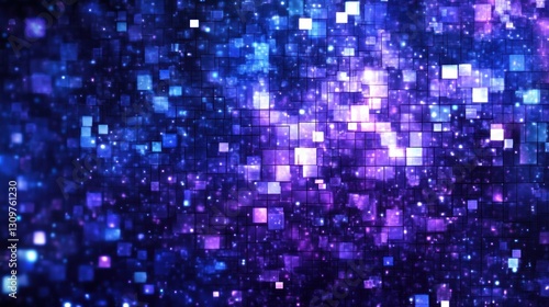 Wallpaper Mural Abstract Digital Mosaic in Purple and Blue Torontodigital.ca