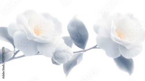 Watercolor camellia illustration