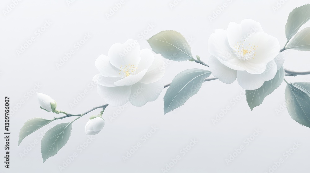 Obraz premium Watercolor camellia illustration