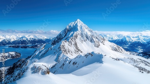 Wallpaper Mural Majestic Snow-Capped Mountain Peak Overlooking a Beautiful Alpine Lake Torontodigital.ca