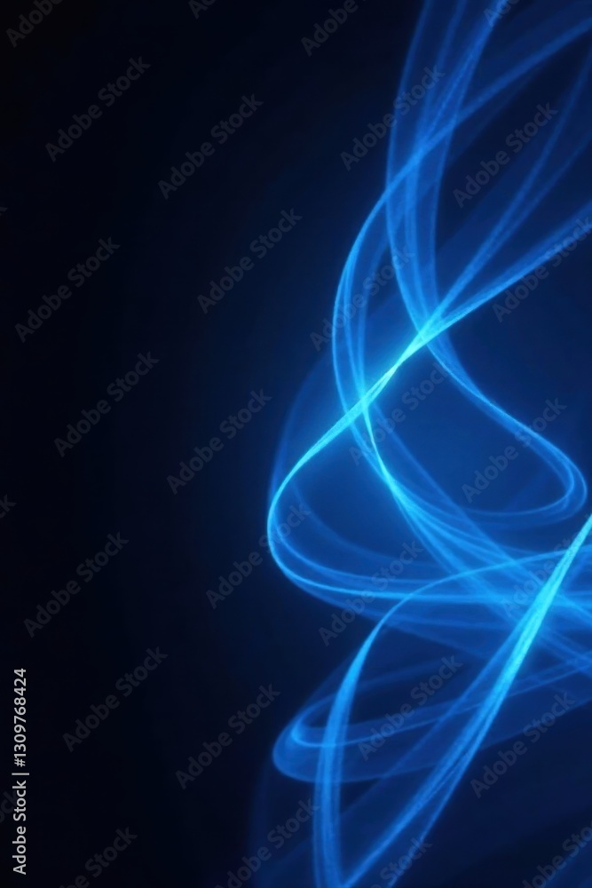 Abstract blue glowing lines, dynamic motion on black , glow, bright, power Abstract blue glowing lines, dynamic motion on black , glow, bright, power