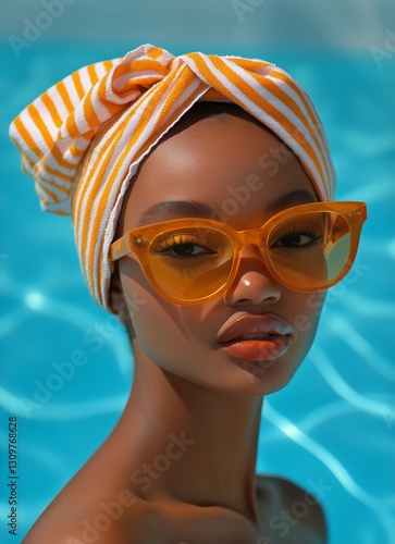 Stylish Summer Look With Bright Accessories and Sunny Vibe by the Pool