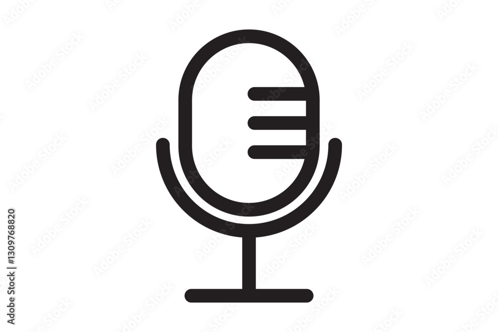Microphone icons set in black filled and stroke line style Microphone icons set in black filled and stroke line style