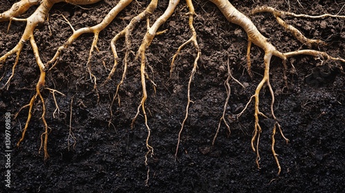 Exposed Tree Roots in Dark Soil - Nature's Underground Network