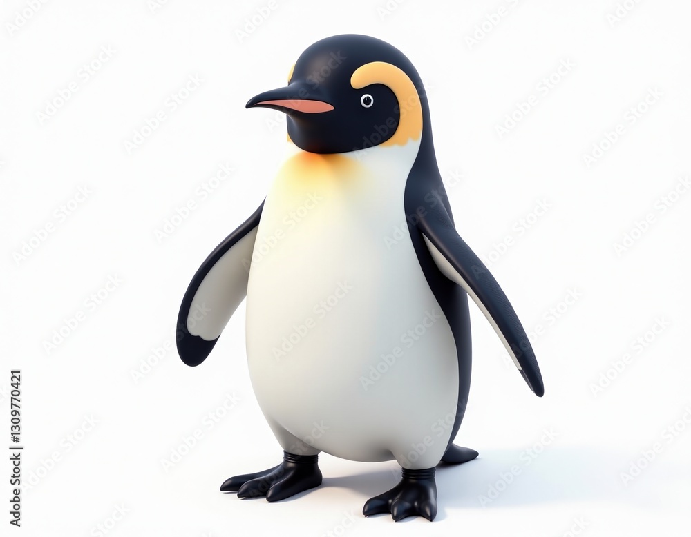 Fototapeta premium Cute Penguin Character: 3D Model Isolated on White