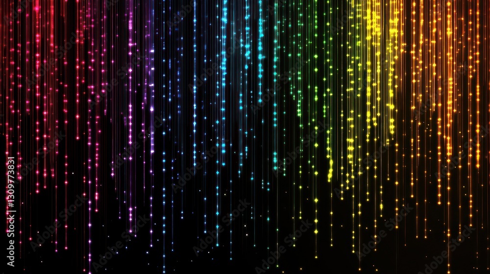 Rainbow Sparkling Streams on Black Background Rainbow Sparkling Streams on Black Background