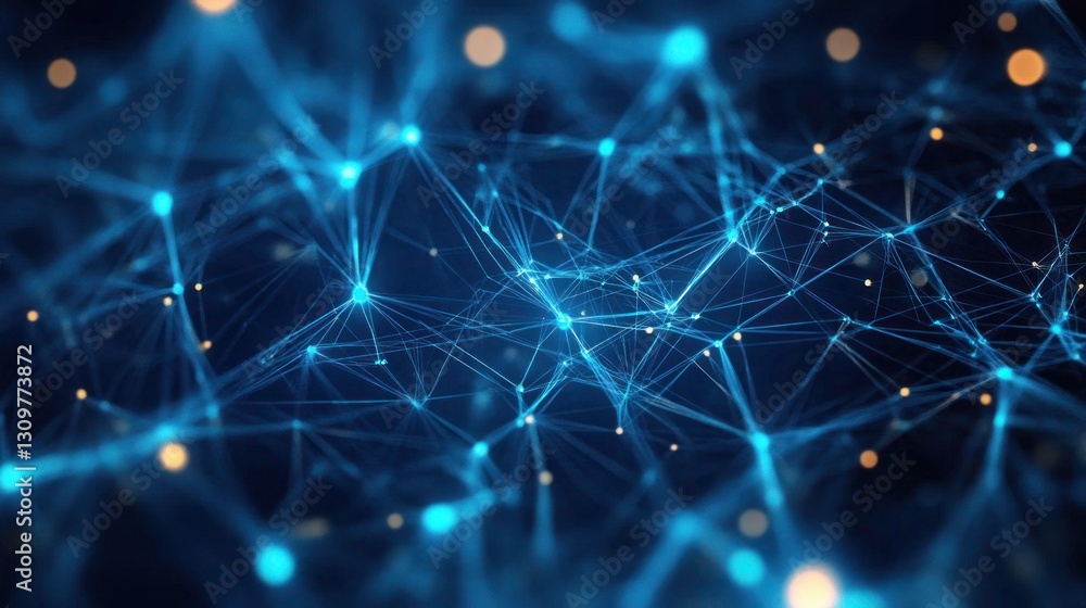 Abstract Connection Network Background with Glowing Nodes and Lines Abstract Connection Network Background with Glowing Nodes and Lines