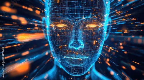 Futuristic Digital Persona: Synthetic Intelligence Interface Visualization