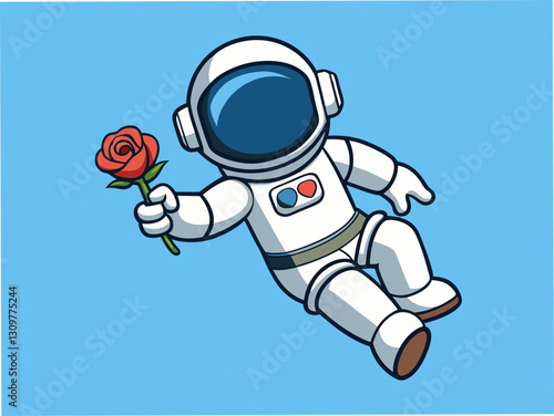  an astronaut holding a rose 