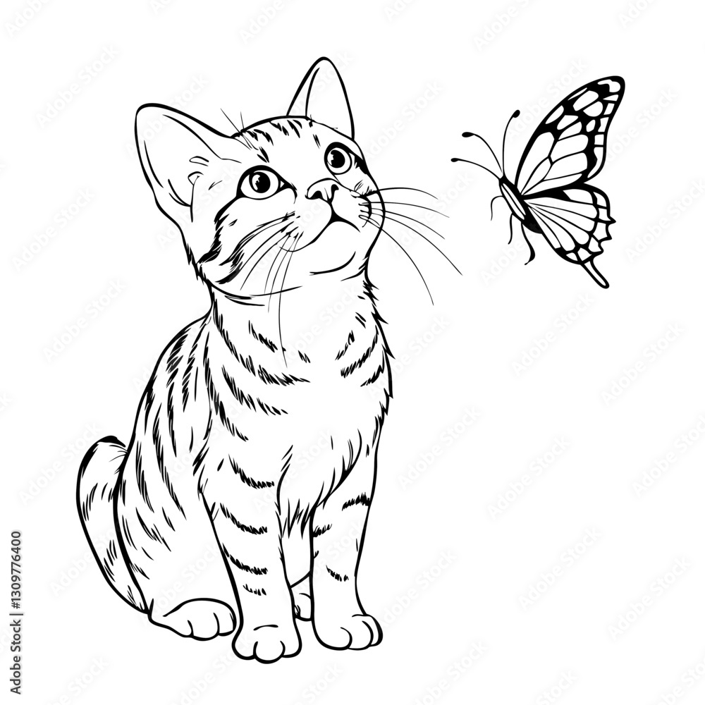 Obraz premium Adorable Simplicity: Basic Cute Cat Silhouettes for Vector Art