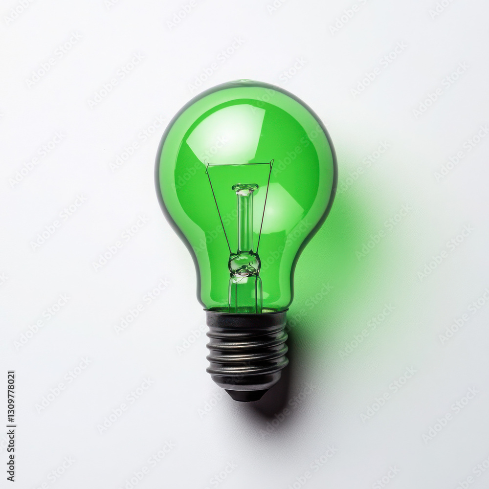 A vibrant green light bulb against a white background symbolizes eco-friendly energy innovation. A vibrant green light bulb against a white background symbolizes eco-friendly energy innovation.