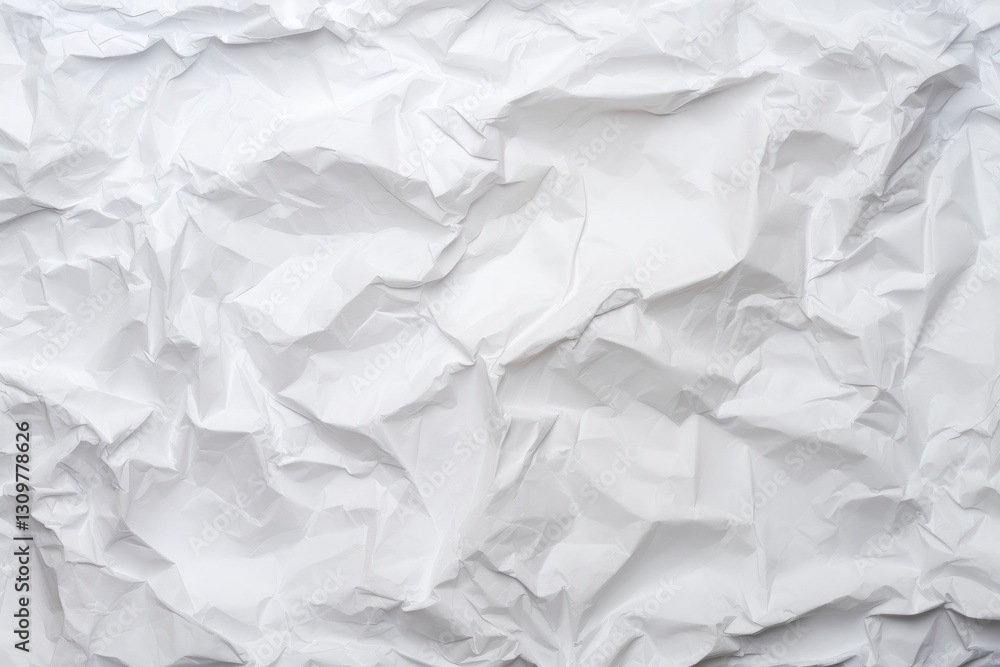 A close-up of a crumpled white paper texture background with copy space. A close-up of a crumpled white paper texture background with copy space.