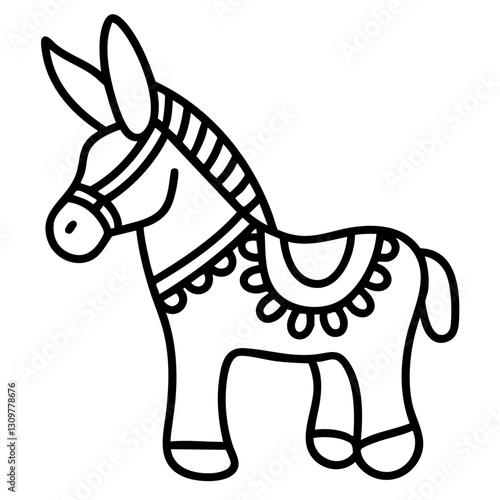 sustainability Agrotourism doodle line art. a donkey clipart livestock animal.