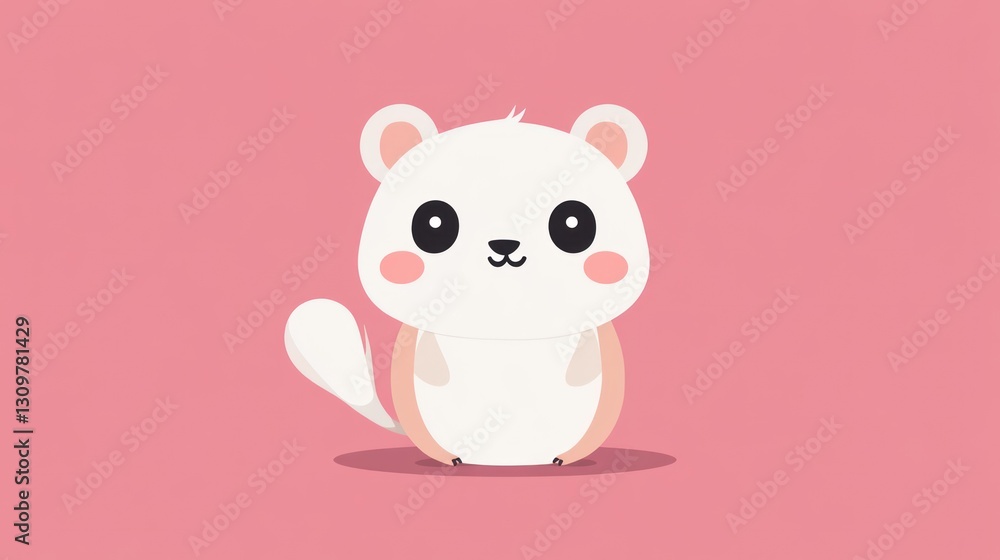 An adorable cartoon hamster standing on a plain pink background An adorable cartoon hamster standing on a plain pink background