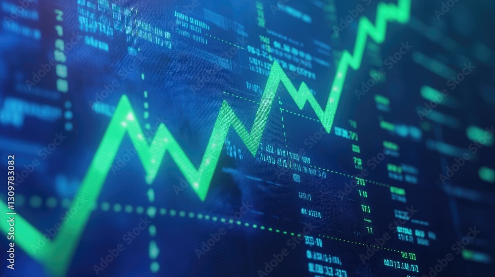 Green ascending financial chart shown against a blue background Green ascending financial chart shown against a blue background