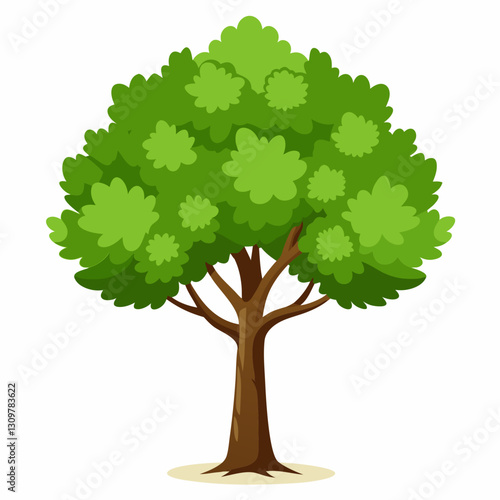 Lush Green Tree Canopy Against a White Background for Nature Themes