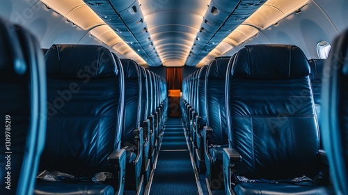 Deserted plane seats during flight