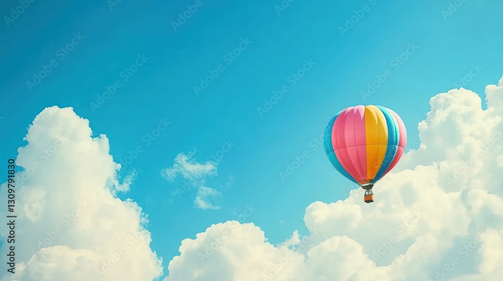 Naklejka premium Colorful Hot Air Balloon in a Blue Sky