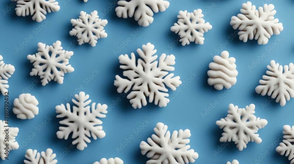 Beautiful snowflakes gracefully displayed on a soft blue background capturing the essence of winter's beauty Beautiful snowflakes gracefully displayed on a soft blue background capturing the essence of winter's beauty