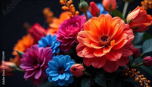 colorful flowers on black background