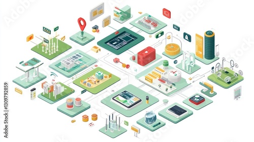Wallpaper Mural Networked Systems Diagram, showing interconnected processes Torontodigital.ca